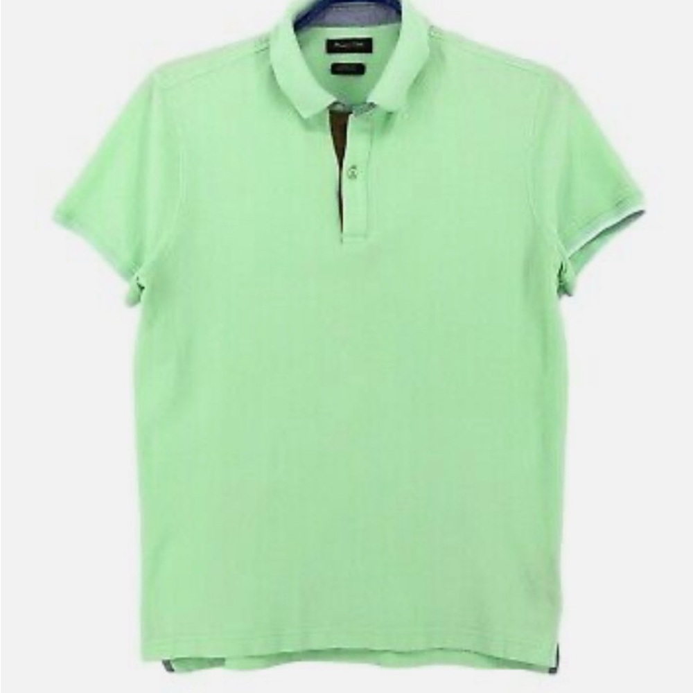 Massimo Dutti Green Polo Relaxed Fit Shirt